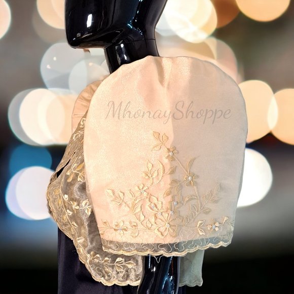 Champagne-Modern Filipiniana Bolero with Mestiza Sleeves - Picture 4 of 6